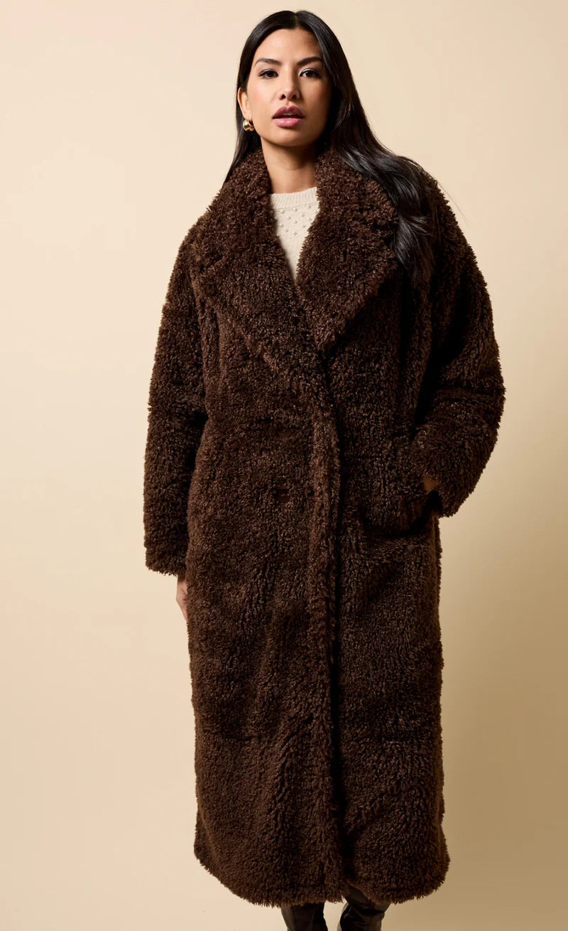 Jolie Faux Fur Coat (Chocolate)