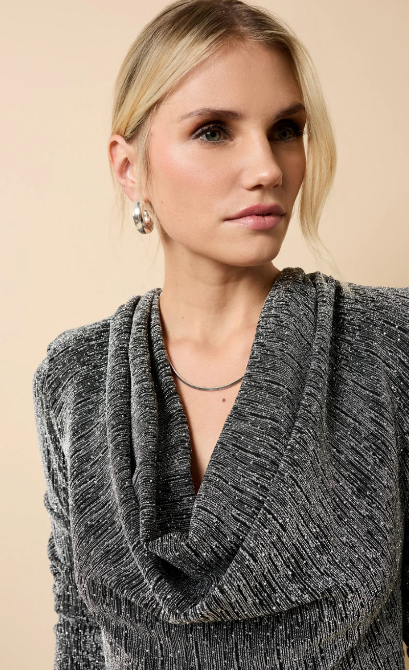 Sylvie Cowl Neck Midaxi Dress (Silver)