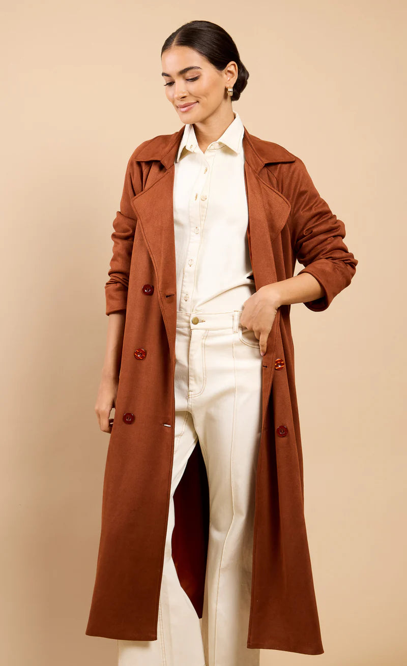 Romilly Suedette Trench Coat (Brown)