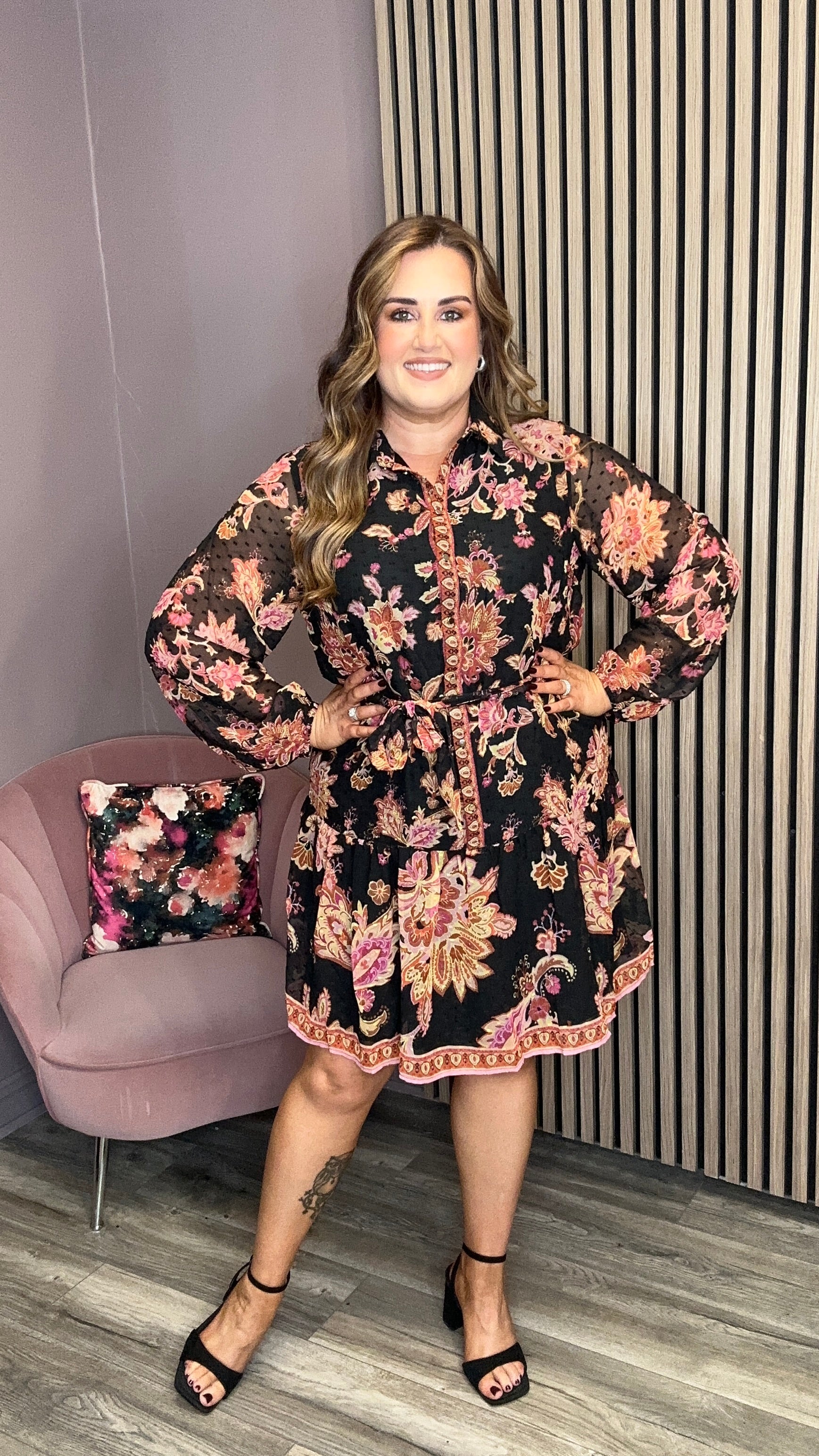 Praya Printed Mini Dress (Black Beauty/Multi)