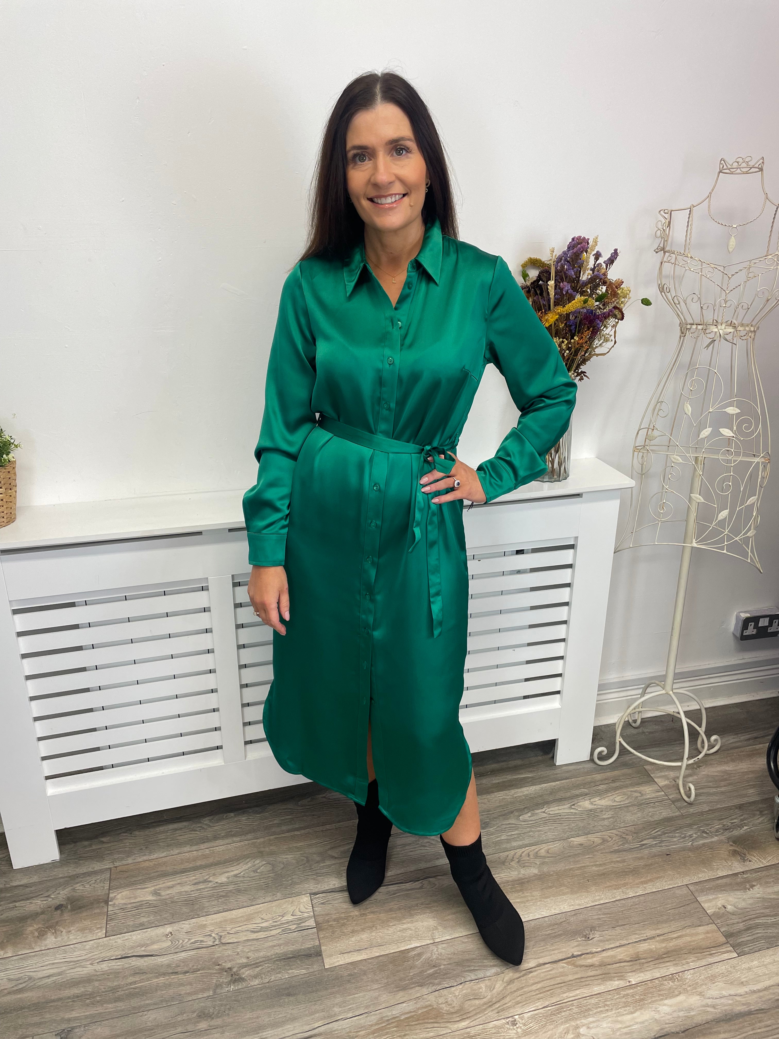 Sateen Shirt Dress (Lush Meadow)