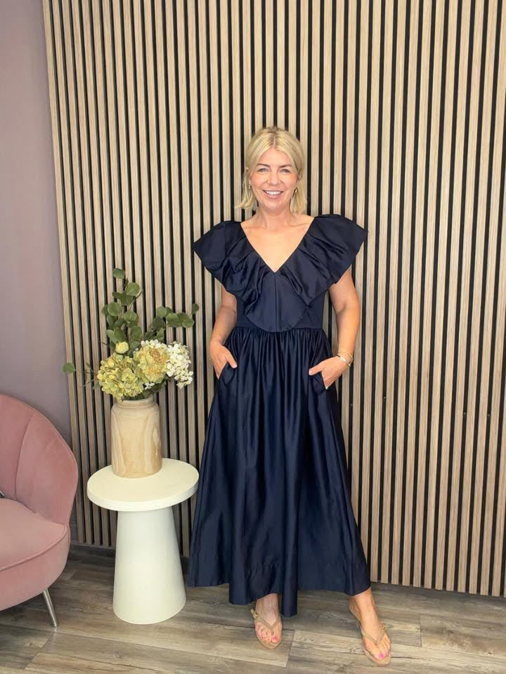 Sara Midi Dress (Navy)