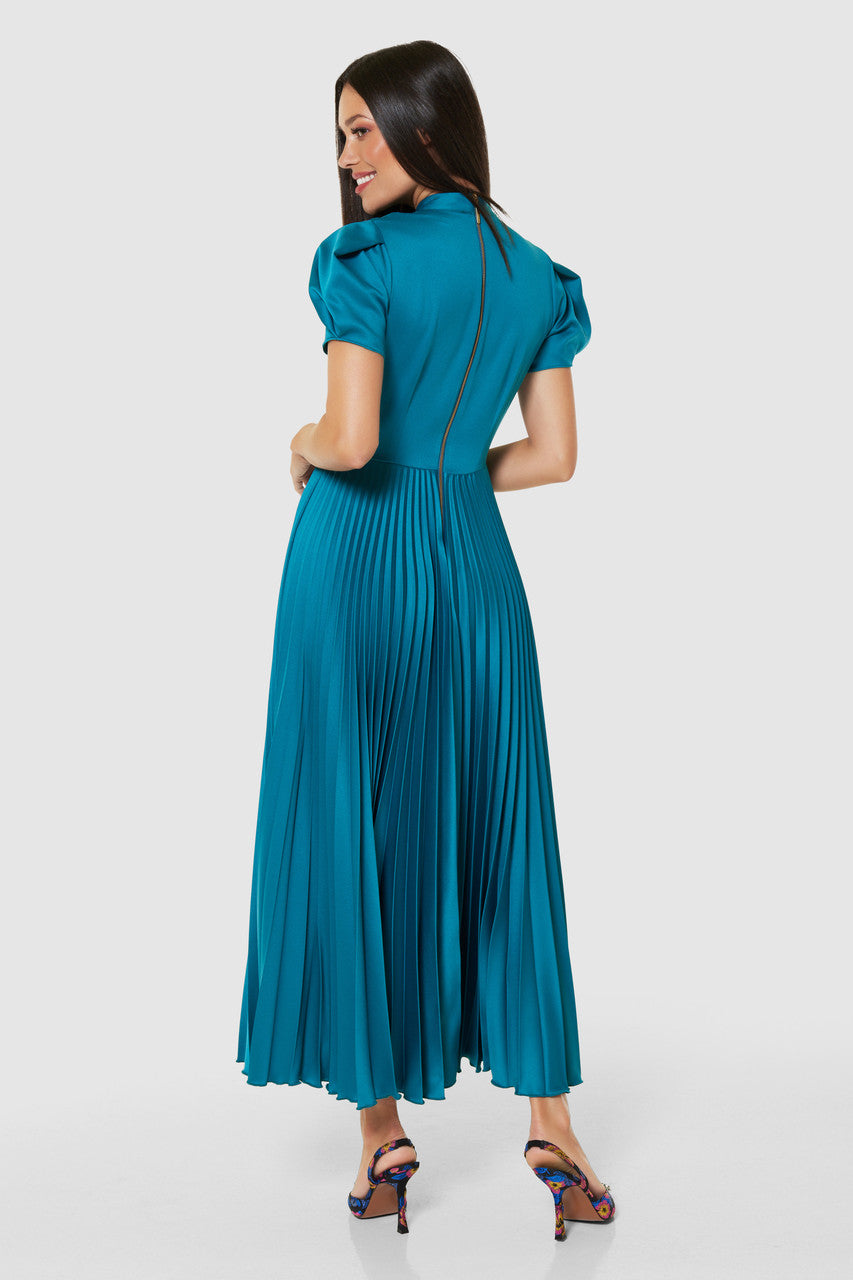 Velma Pleated Dress (Turquoise)