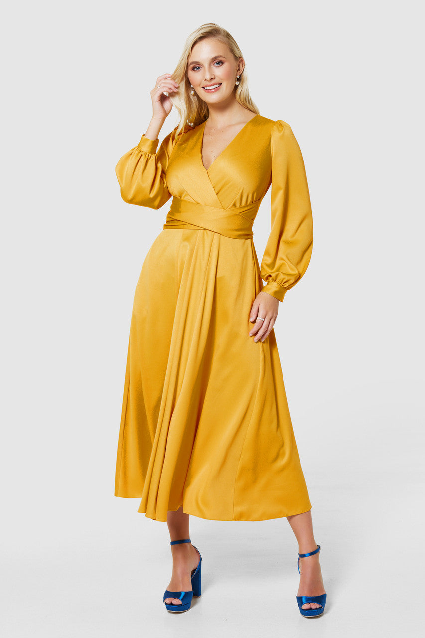 Earla Full Skirt Midi Dress (Yellow)