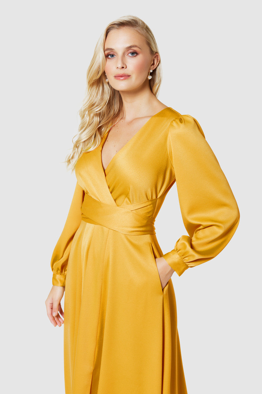 Earla Full Skirt Midi Dress (Yellow)