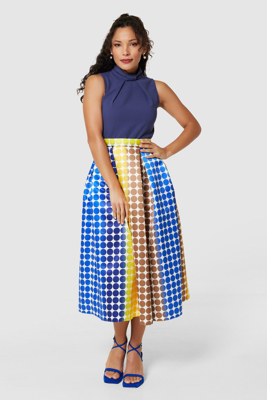 Fernanda Full Skirt Dress (Navy)