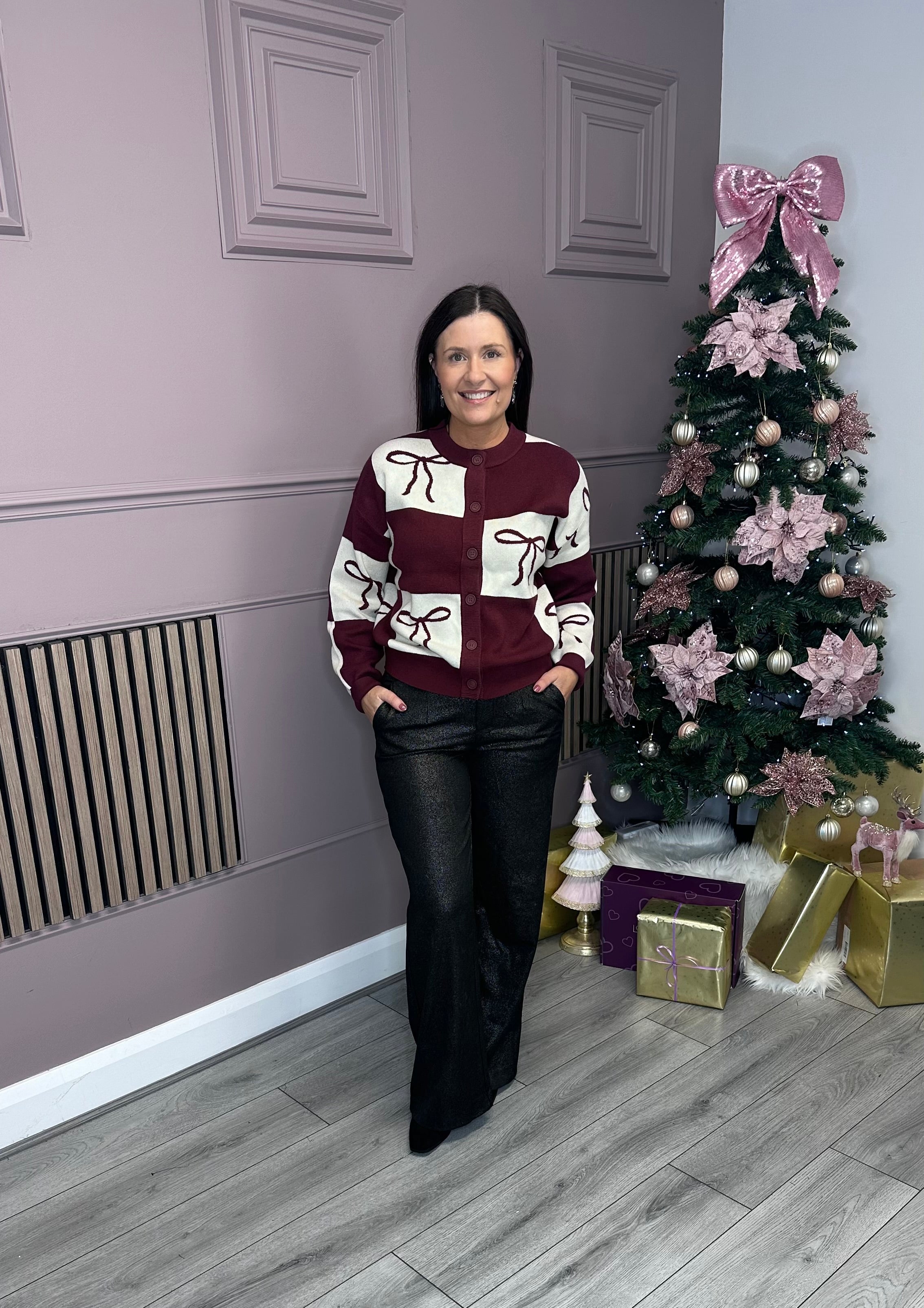 Jett Cardigan (Tawny Port/Bow)