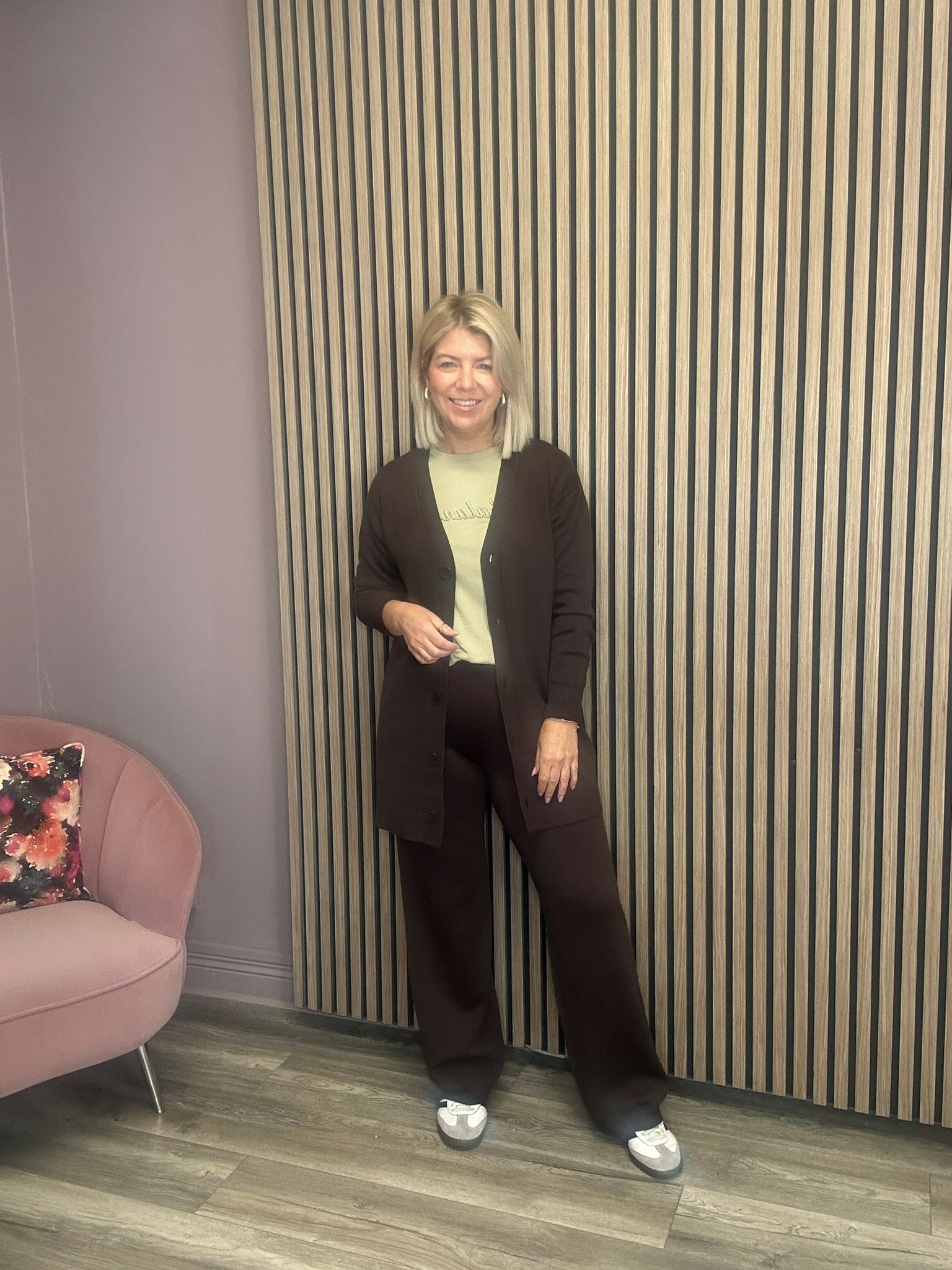 Pipper Knit Wide Leg Pants (Coffee Bean)