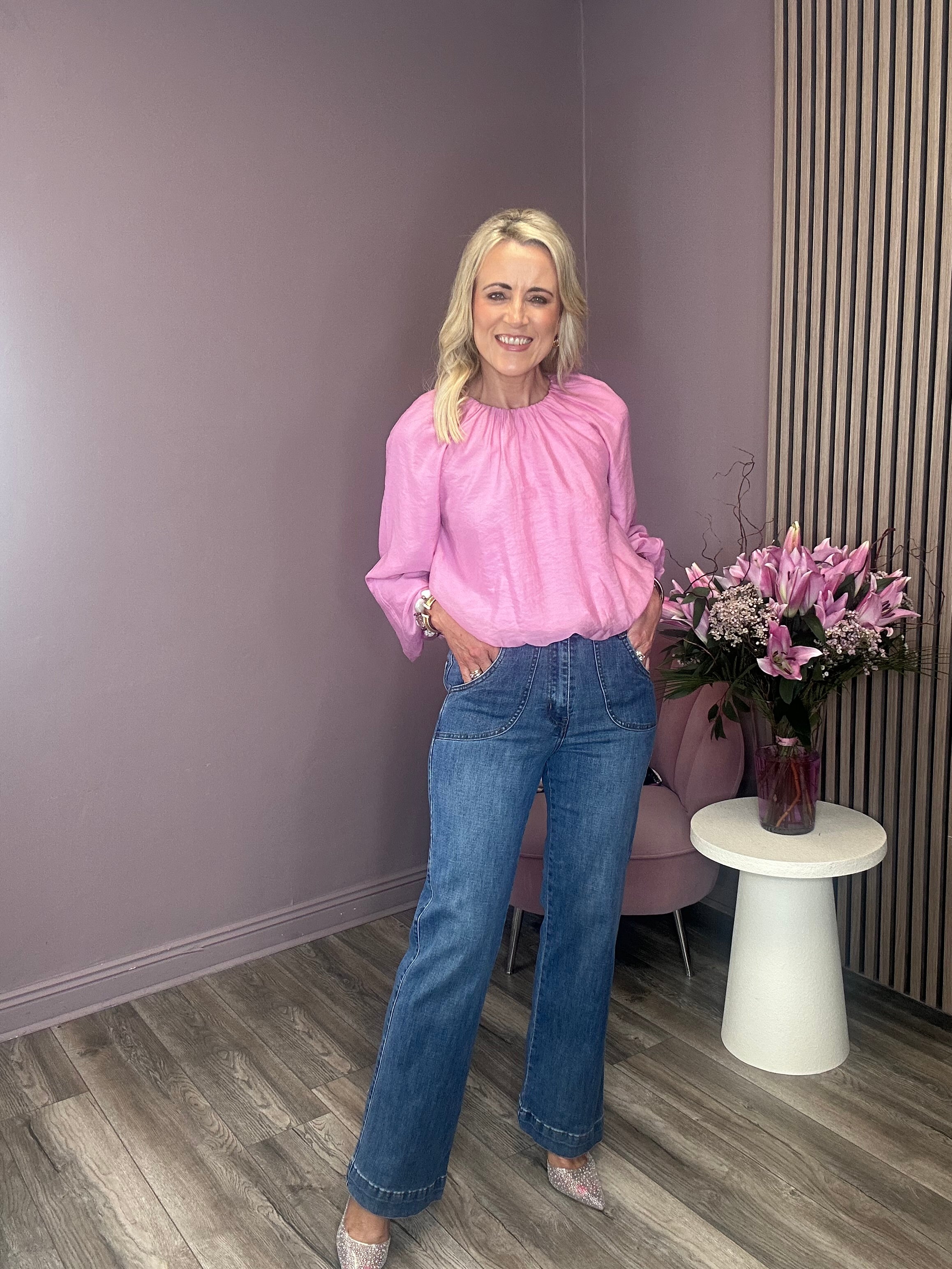 Janette Wide Leg Jeans (Mid Blue/Regular)