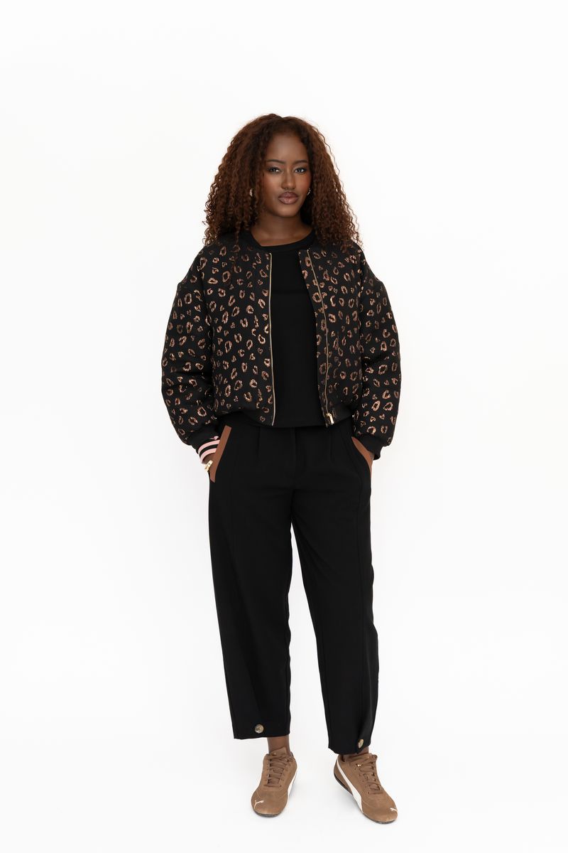 Lyra Quilted Bomber Jacket (Black)