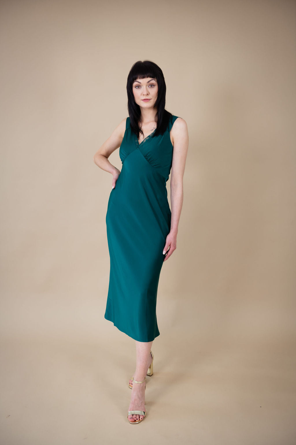 Sinéad Slip Dress (Green) Curve