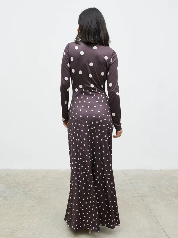 Delilah Maxi Jersey Dress (Brown/Cream)