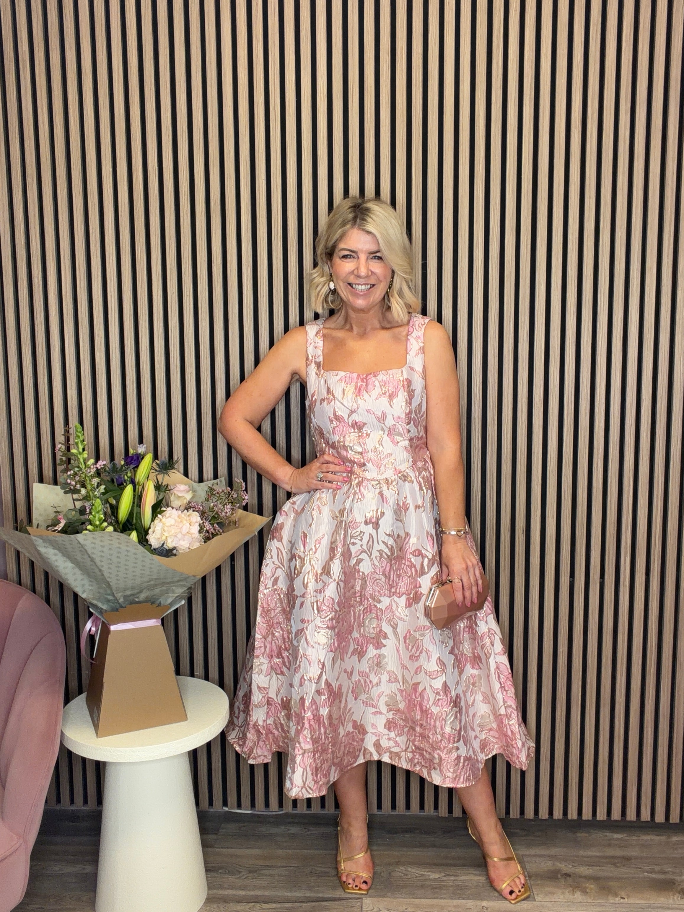 Rosie Midi Dress (Pink Floral)