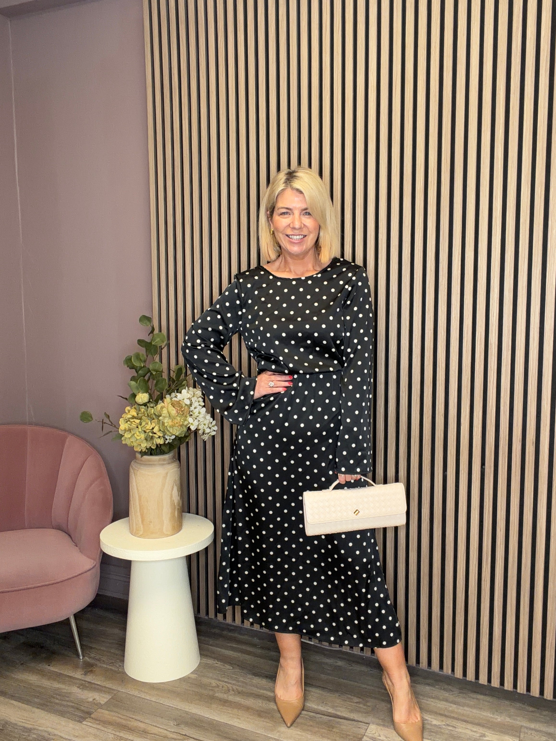 Triona Midi Skirt (Black/White)