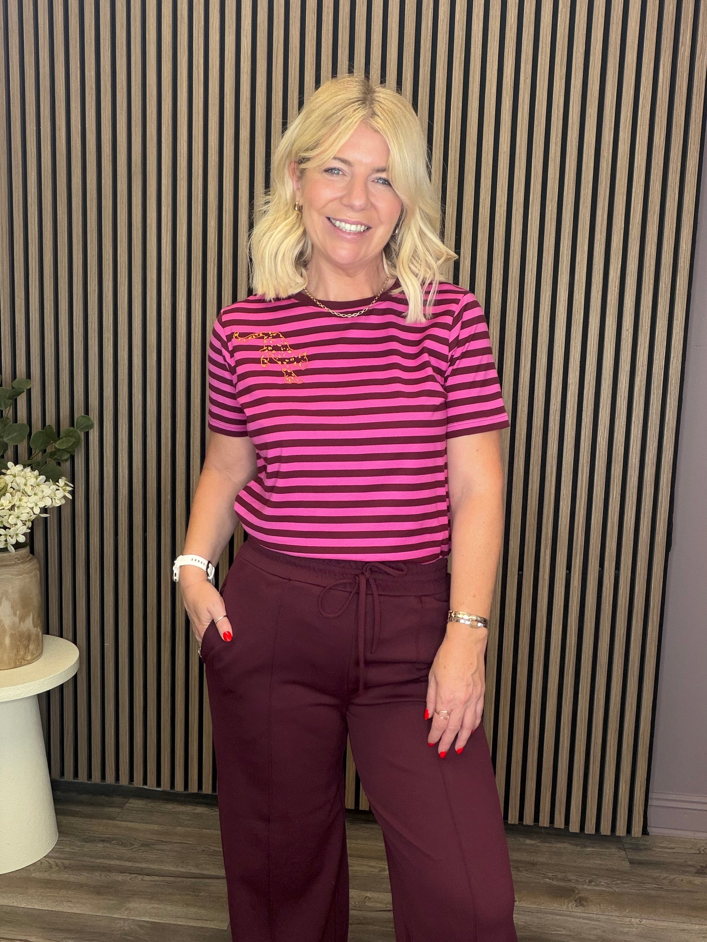 Maggie T-Shirt (Magenta Stripe/Leopard)