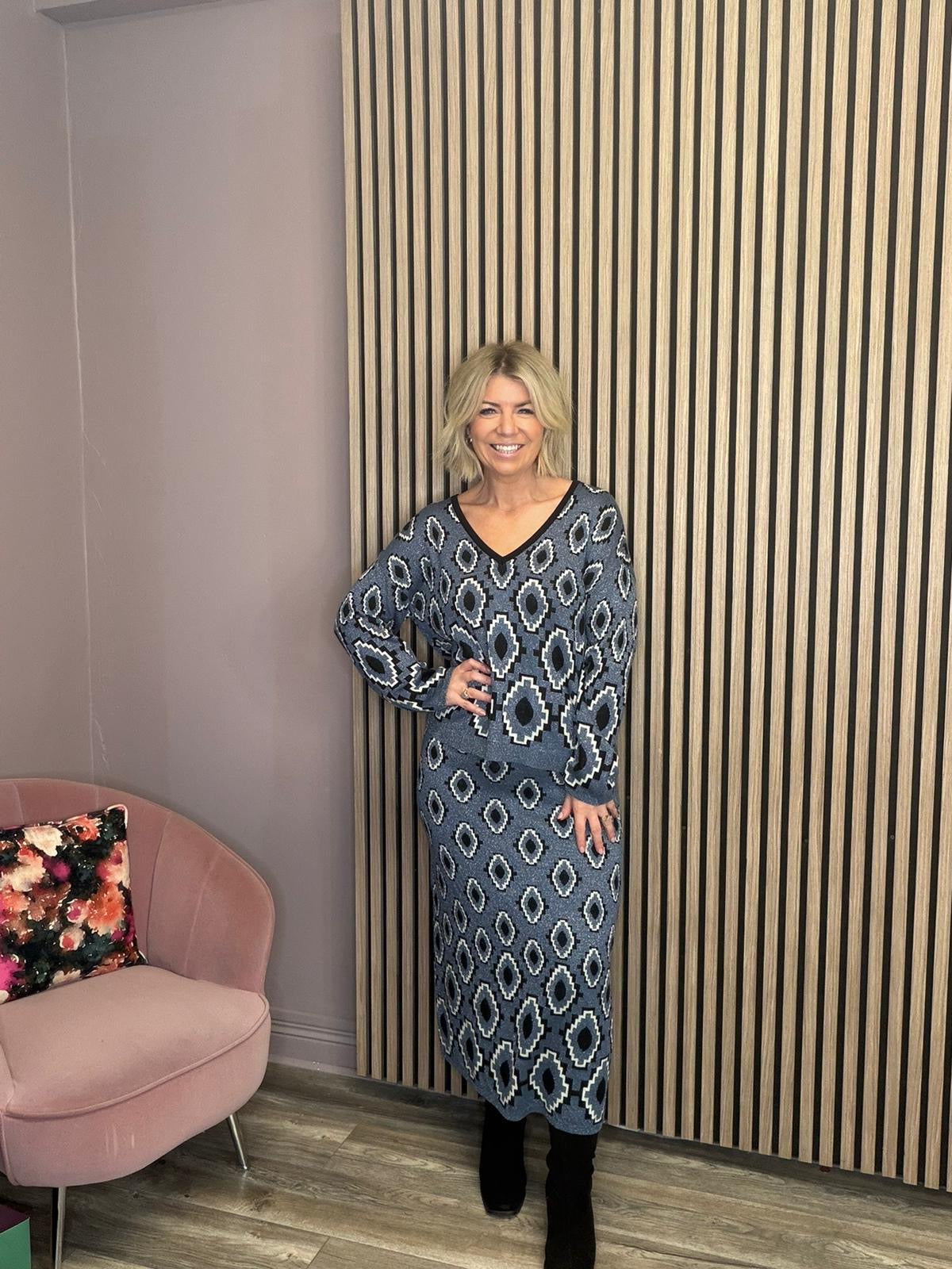 Carolinn Knit Midi Skirt (Vintage Indigo/Birch)