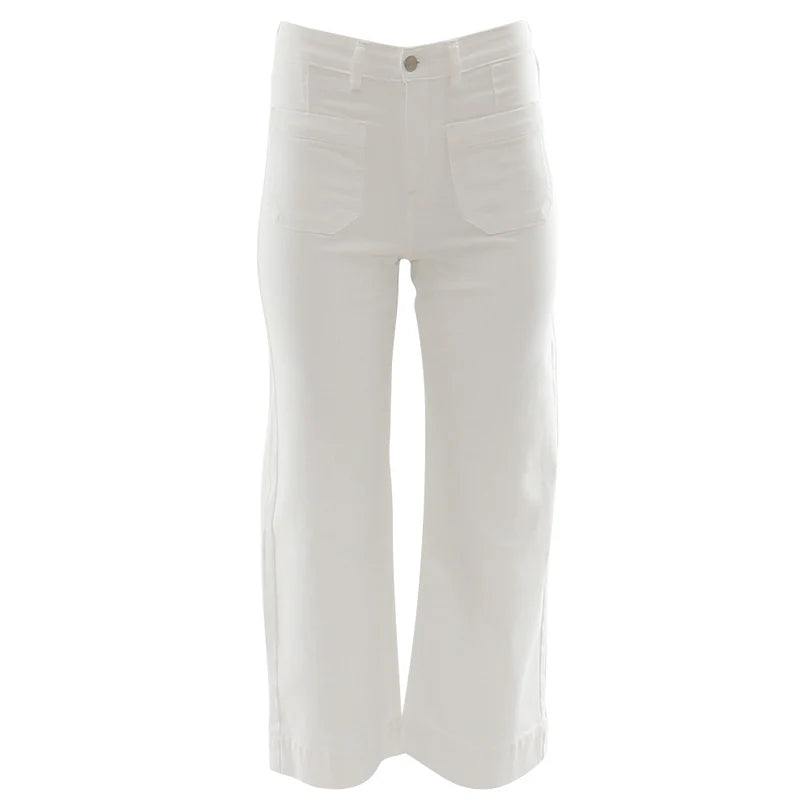 Enid Crop Wide Leg Jeans (Soft White)