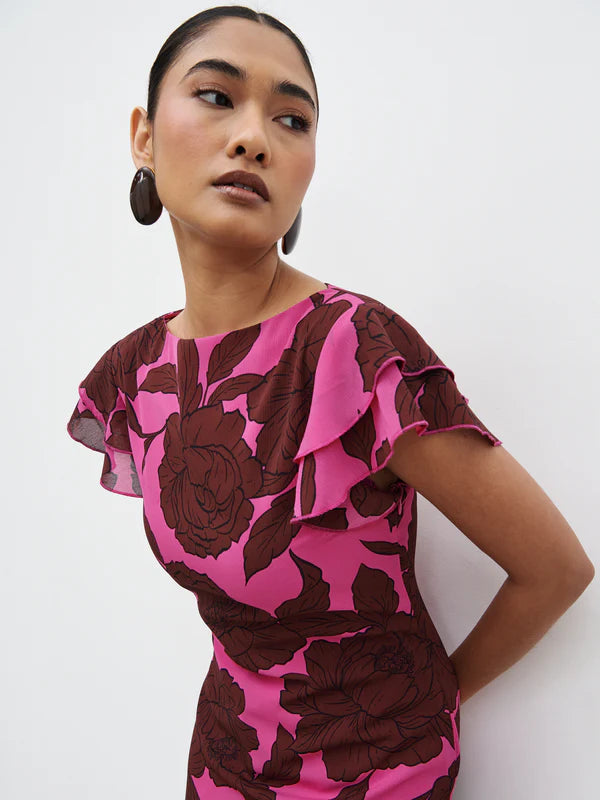 Ester Maxi Dress (Brown/Fuchsia)