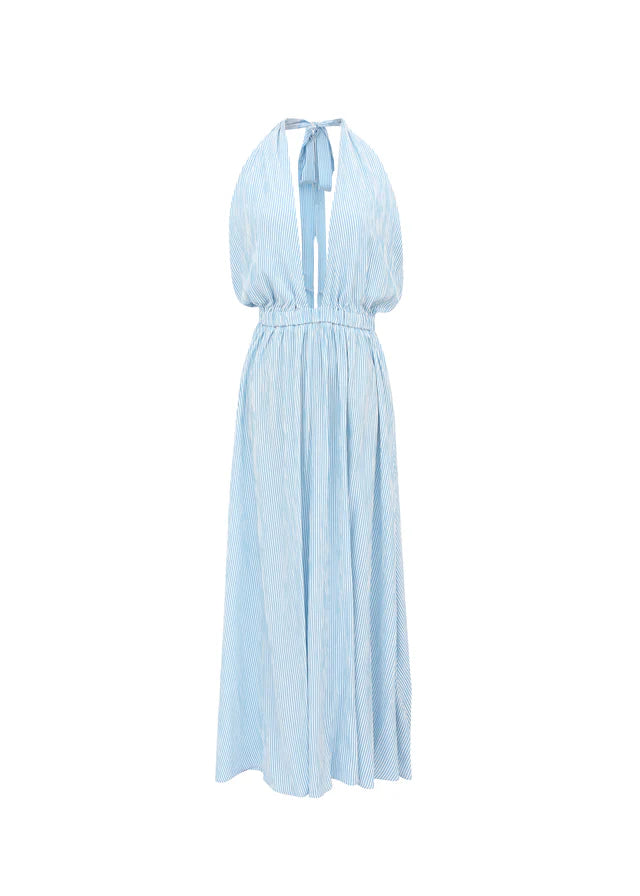 Naely Halter Neck Midi Dress (Azure Blue)