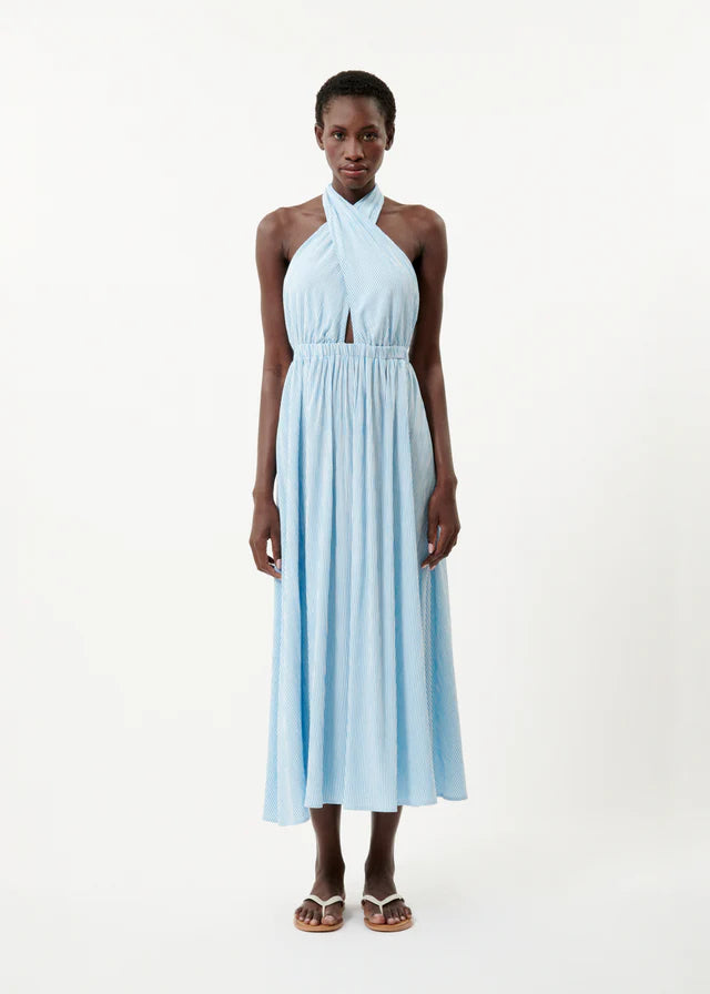 Naely Halter Neck Midi Dress (Azure Blue)