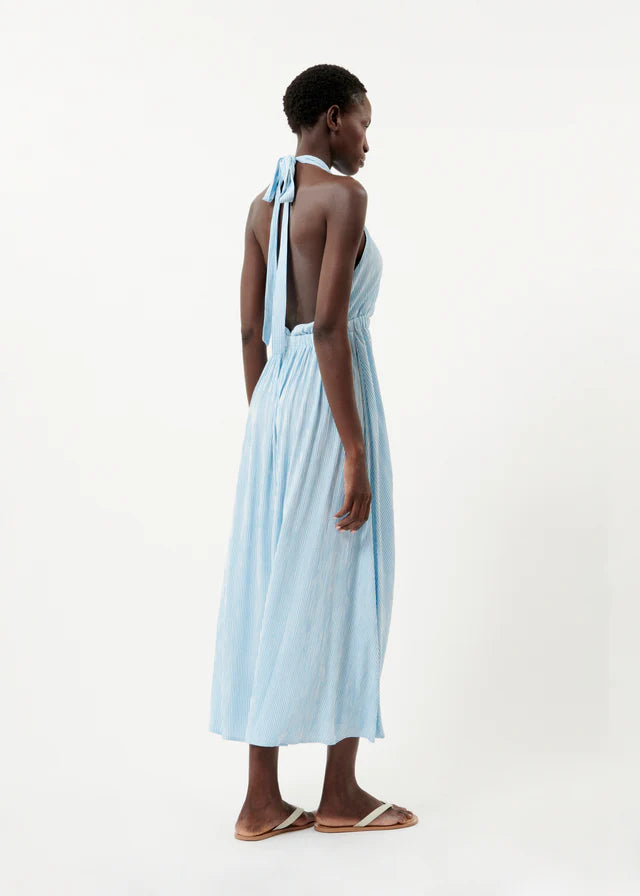 Naely Halter Neck Midi Dress (Azure Blue)