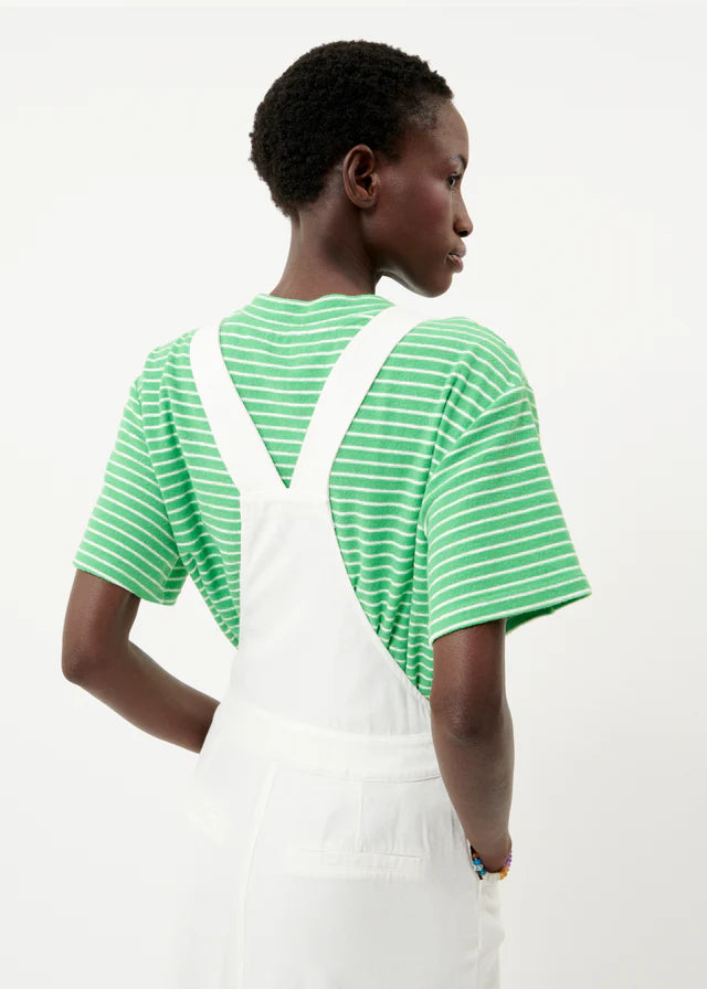 Charlize Dungaree Midi Dress (White)