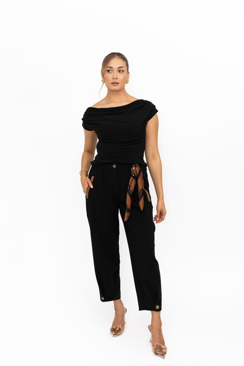**PRESALE**  Selene Barrel Leg Trousers (Black)