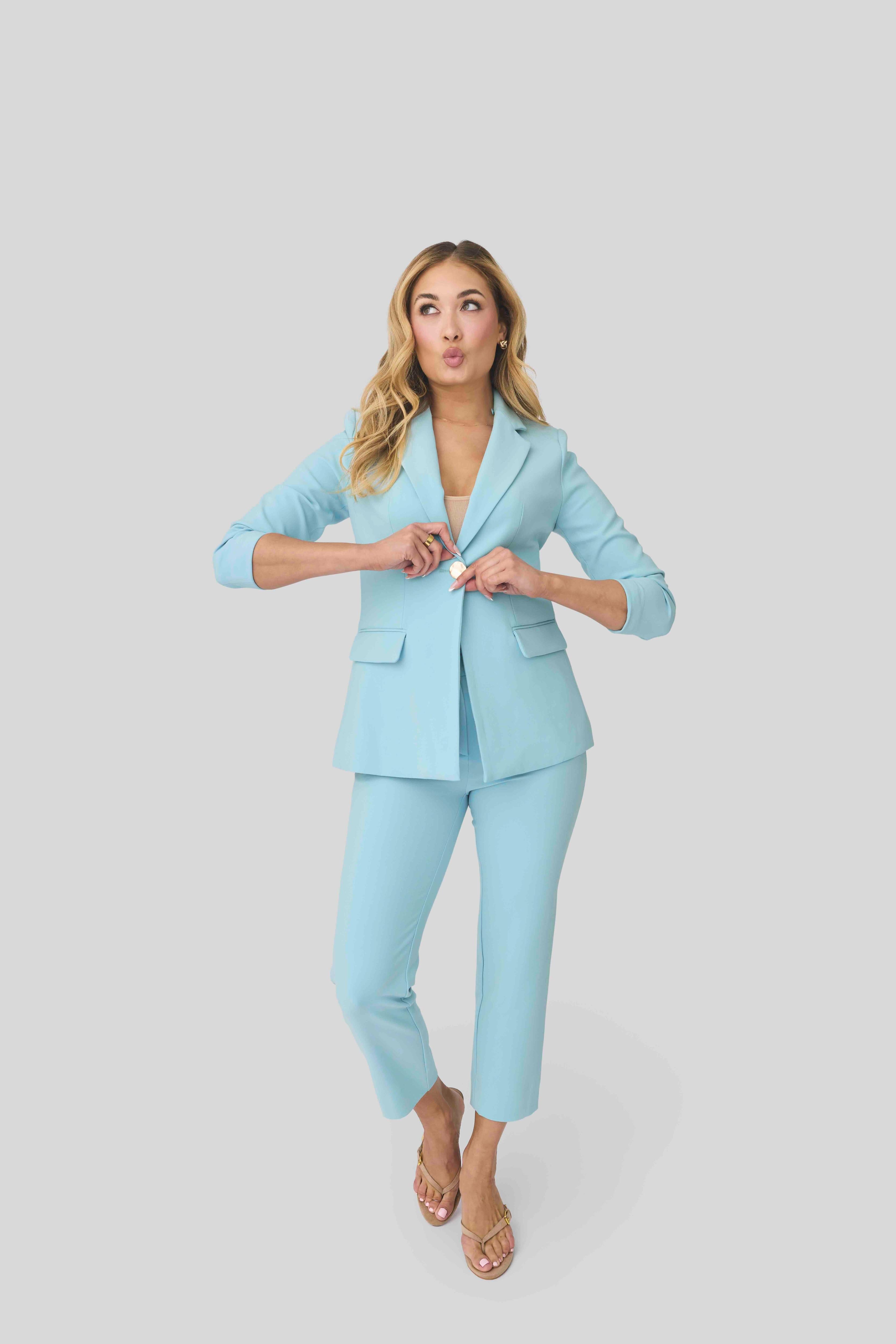 Solstice Detachable Hooded Blazer (Sky Blue)