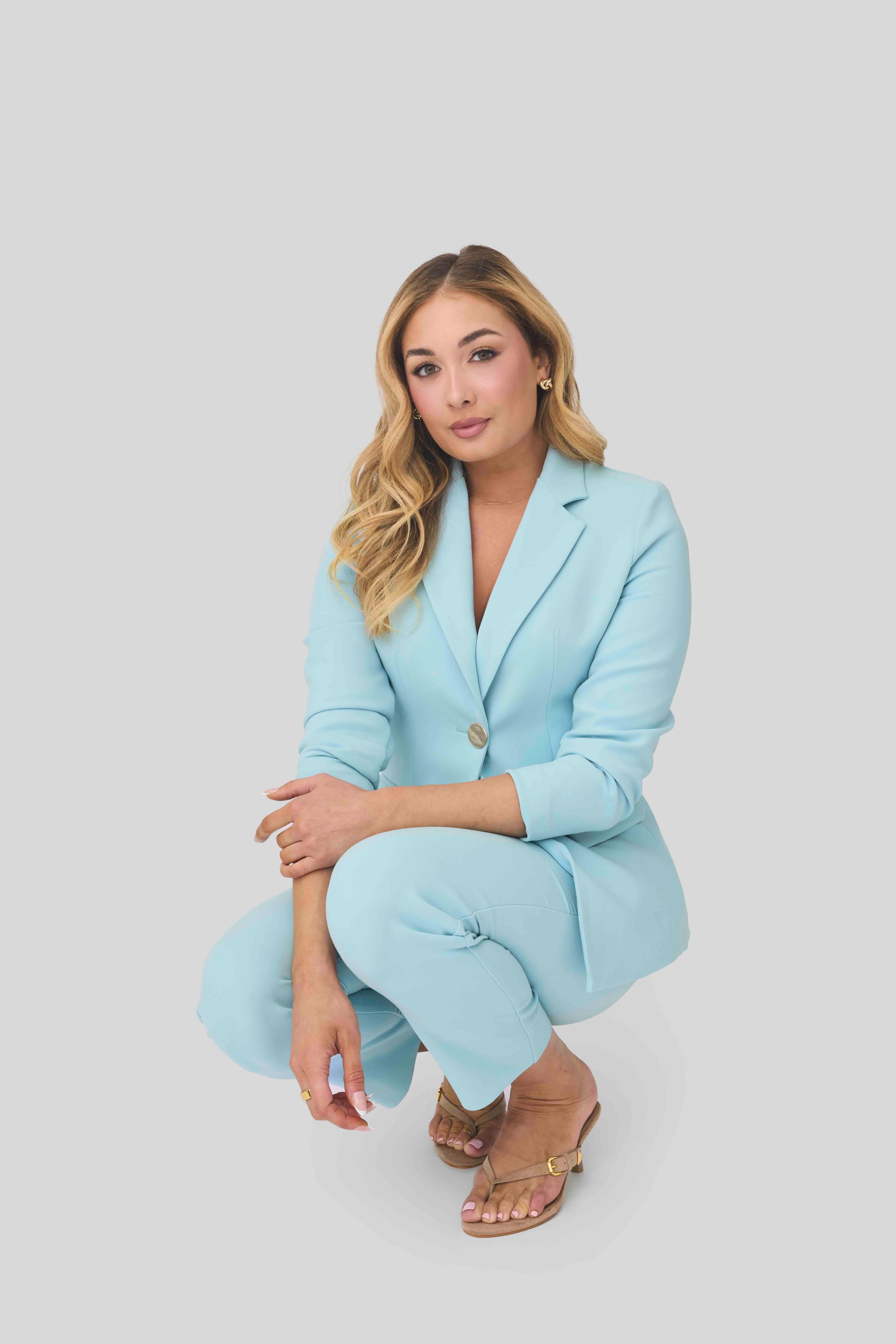 Solstice Detachable Hooded Blazer (Sky Blue)