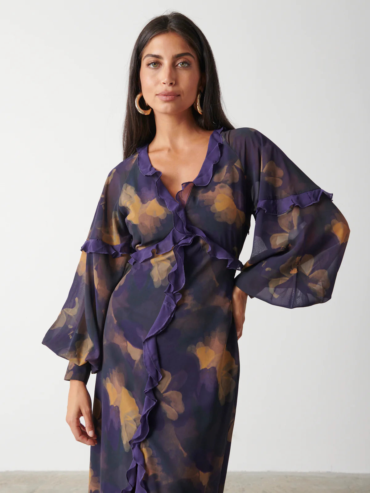FRANCESCA FRILL MAXI DRESS (AMETHYST)