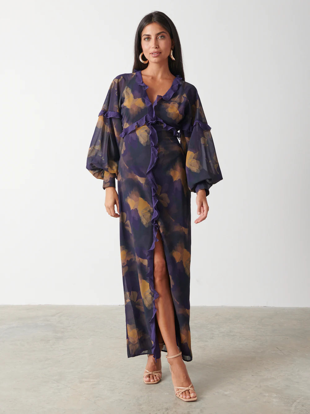 FRANCESCA FRILL MAXI DRESS (AMETHYST)