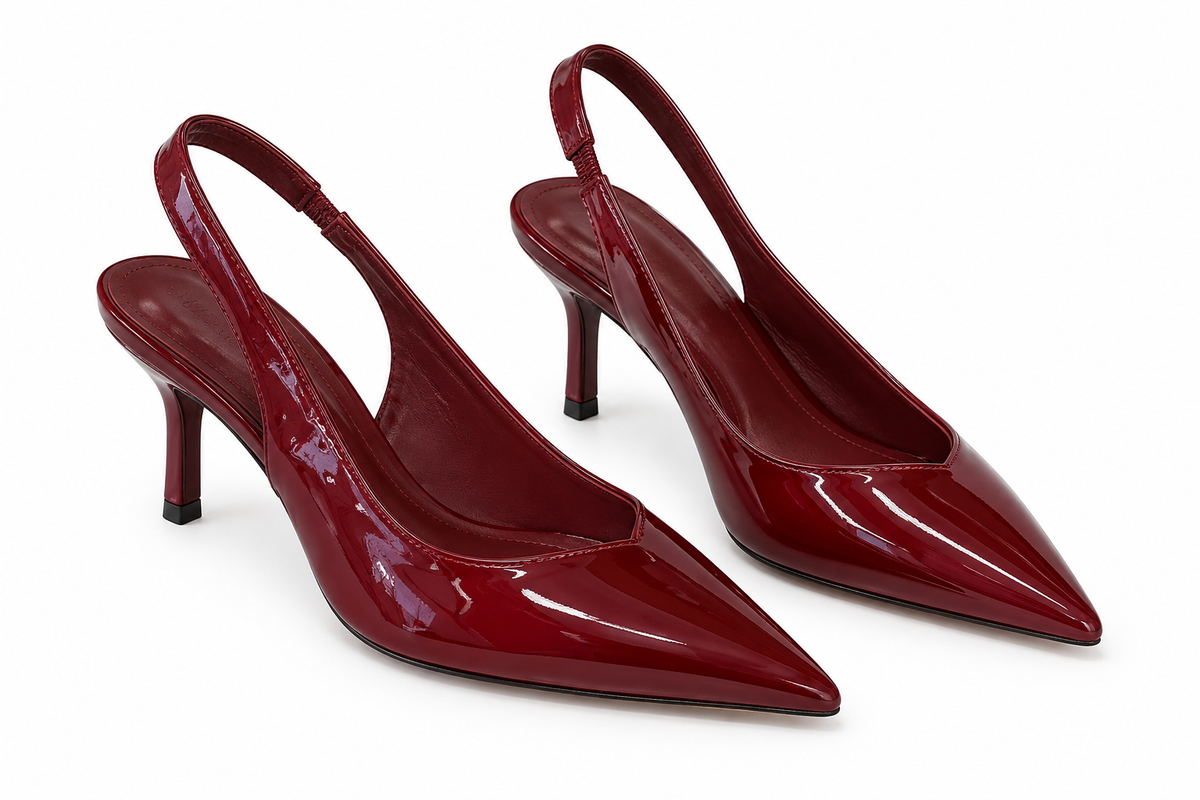 Sydney Slingback Heels (Burgundy)