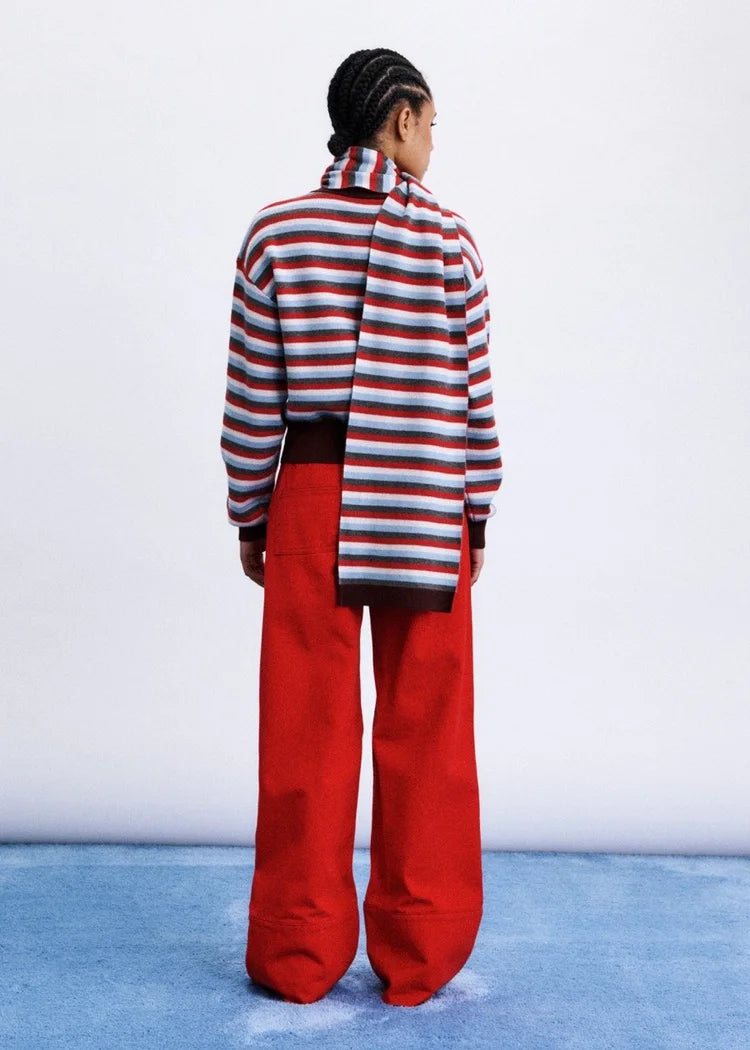 Shibuya Cardigan & Scarf Set (Red/Multi)