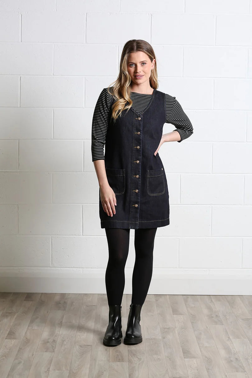 Helena Mini Denim Dress (Dark Indigo)