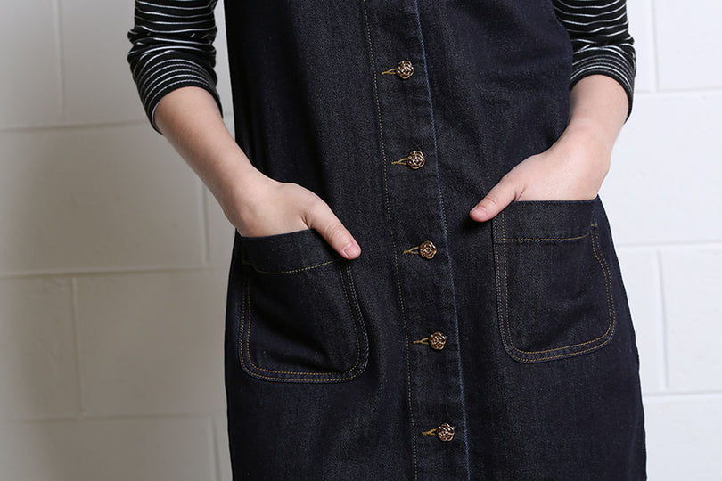 Helena Mini Denim Dress (Dark Indigo)