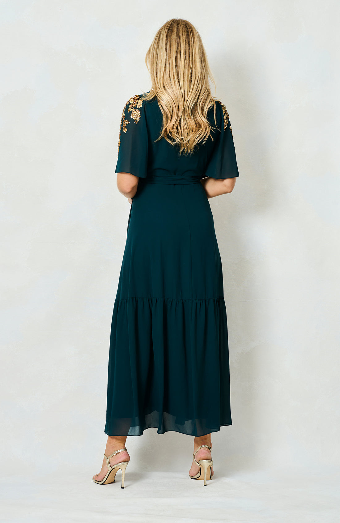The Matilda Embellished Maxi Wrap Dress (Forest Green)