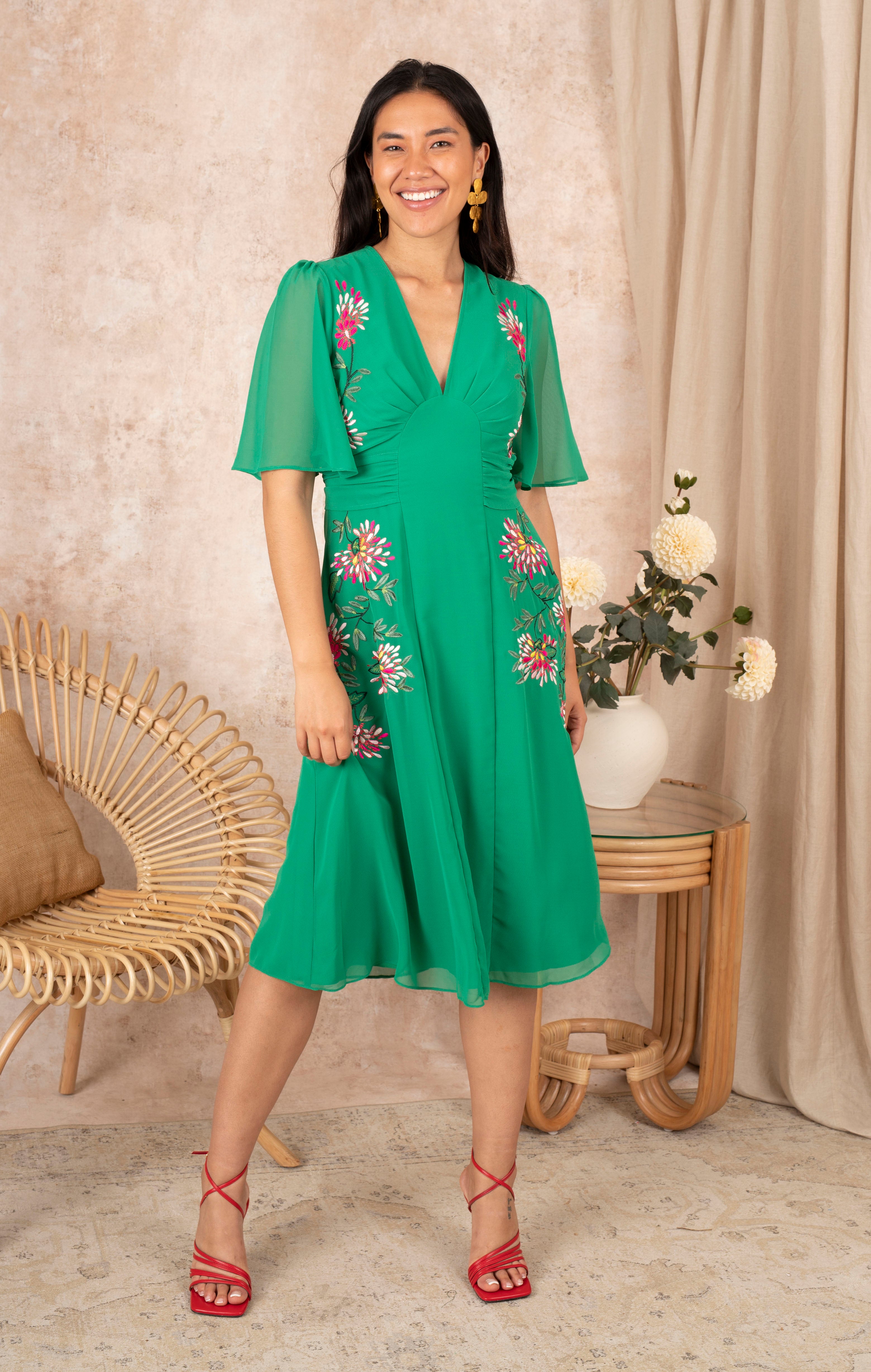 green midi dress perfect for occasion wear