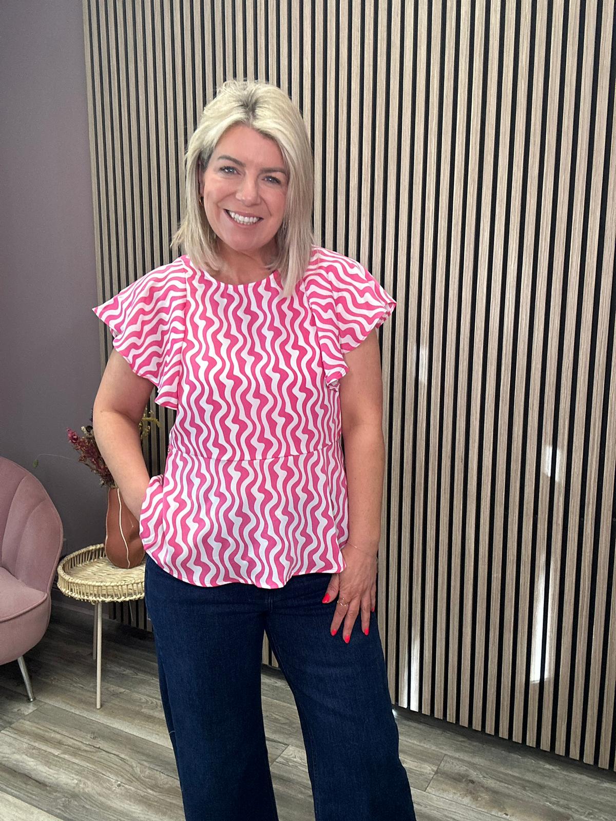 POLLY TOP (PINK/WHITE)