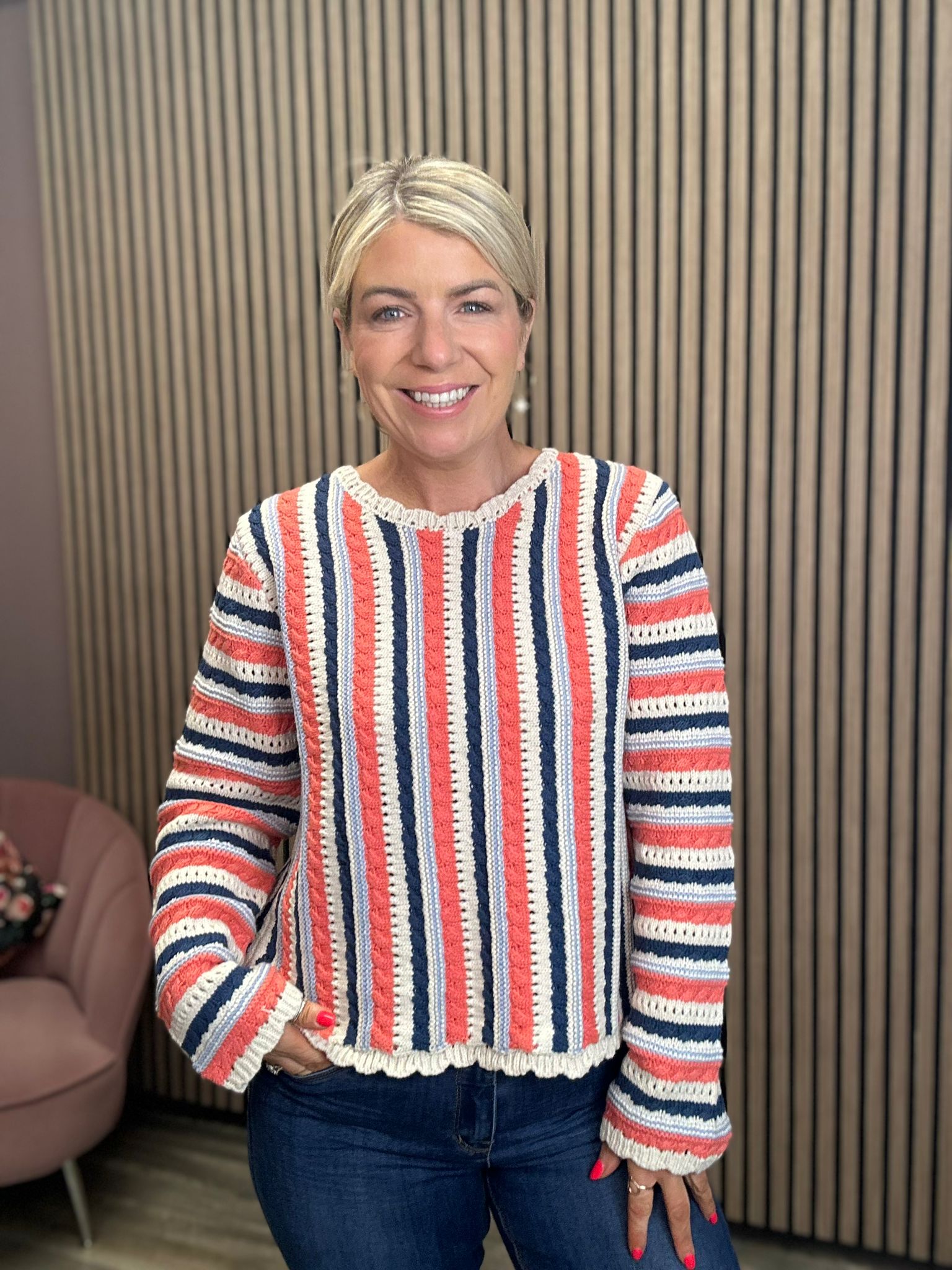 JELAINE KNIT JUMPER (PEACH/ MULTI)