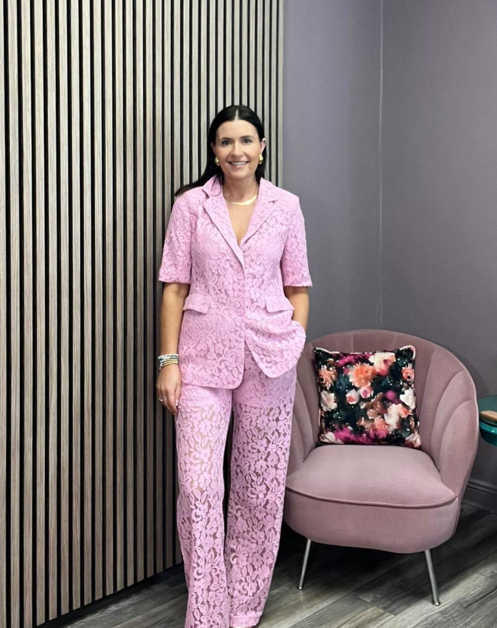 Clarisa Lace Blazer (Pink Frosting)