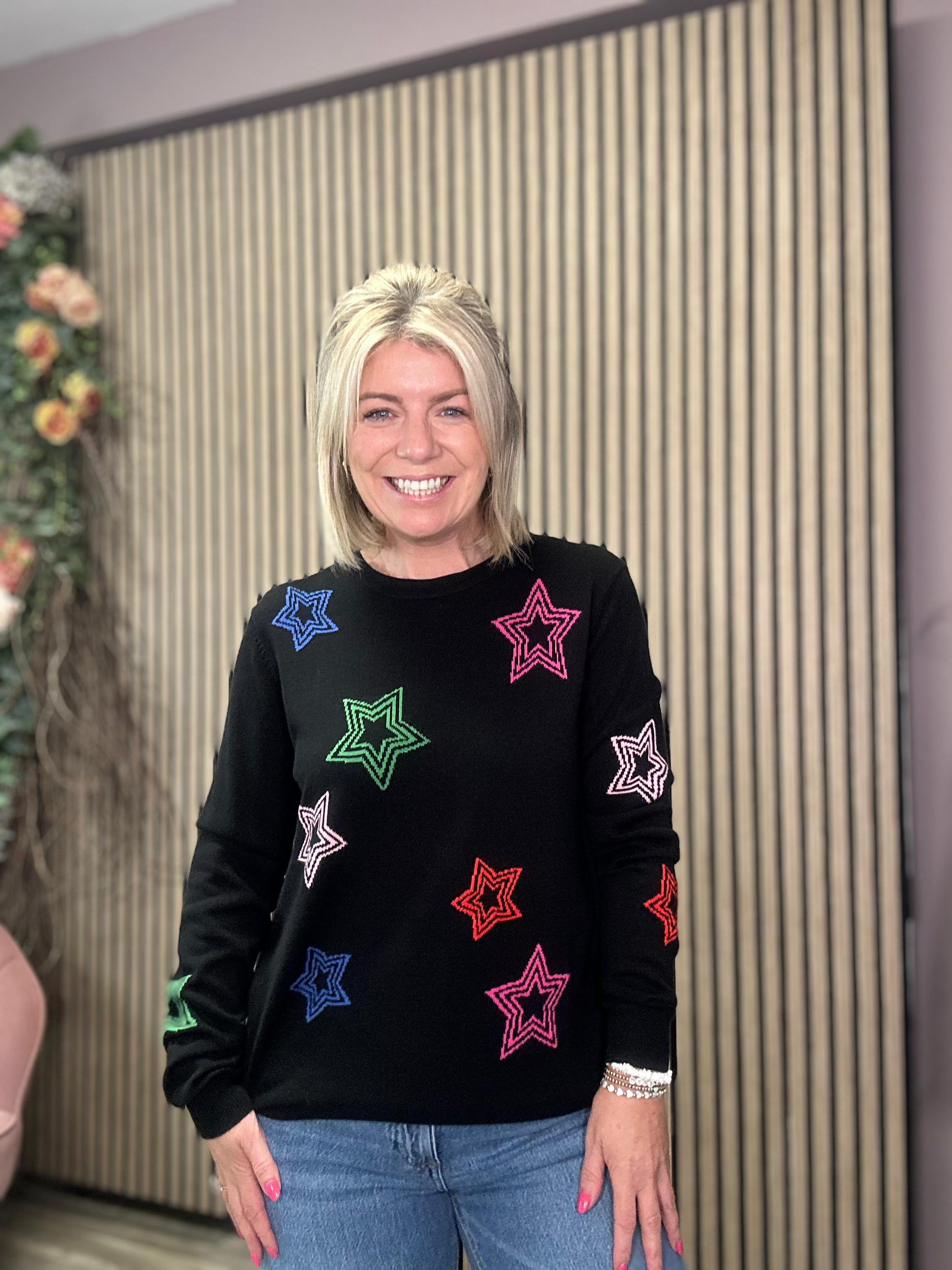 Rita Jumper (Black, Rainbow Stars)