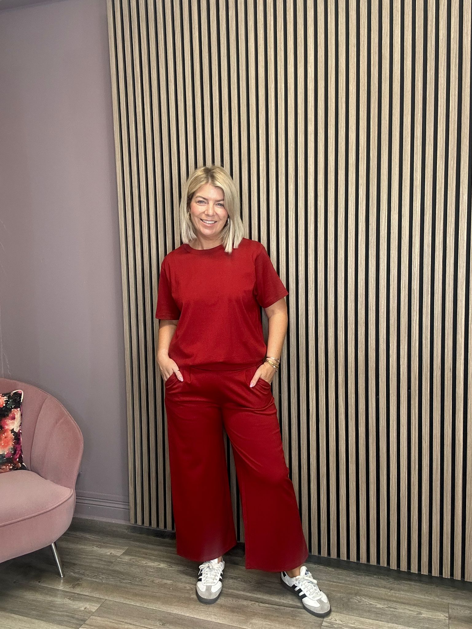 Kate Cropped Wide Leg Pants (Red Dahlia)