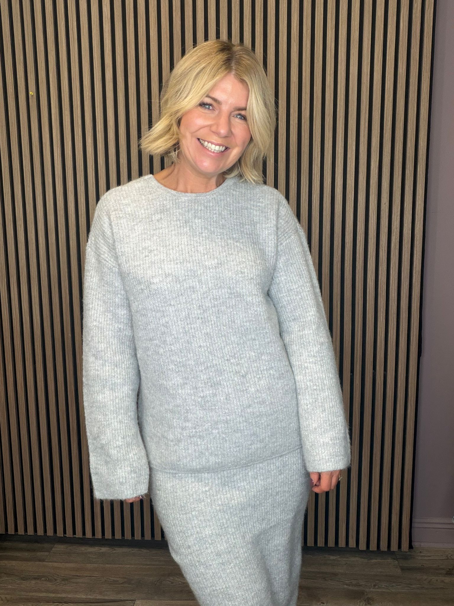 Charlotte Knit Bow Top (Light Grey Melange)