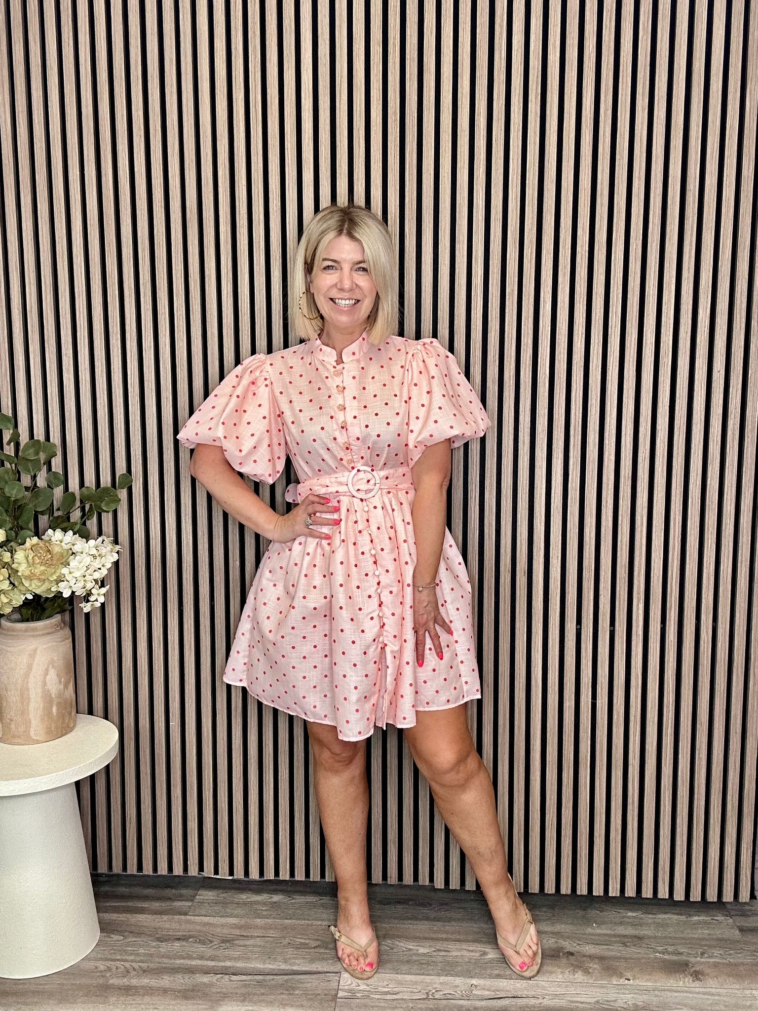 Rosette Mini Dress (Pink)