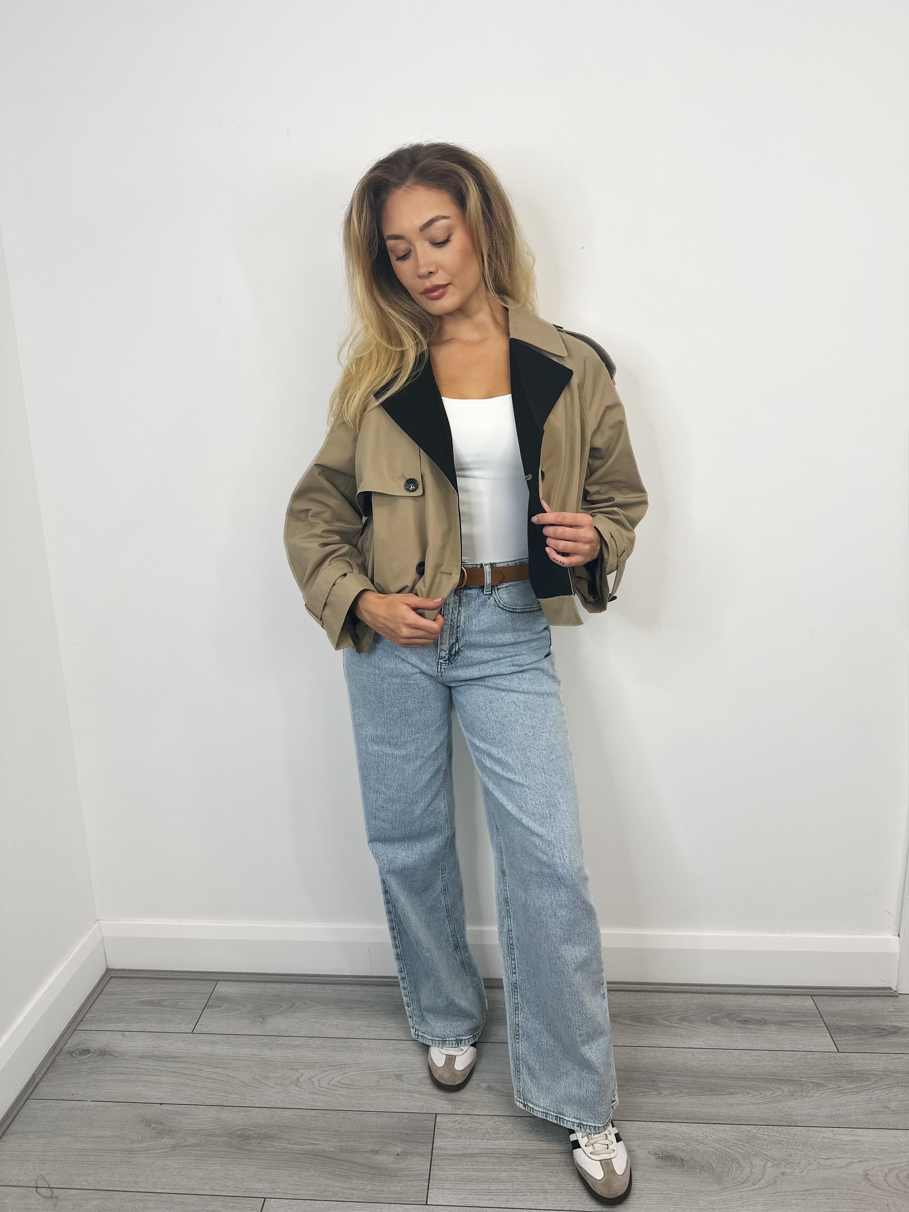 Elva Short Trench Jacket (Sepia Tint)