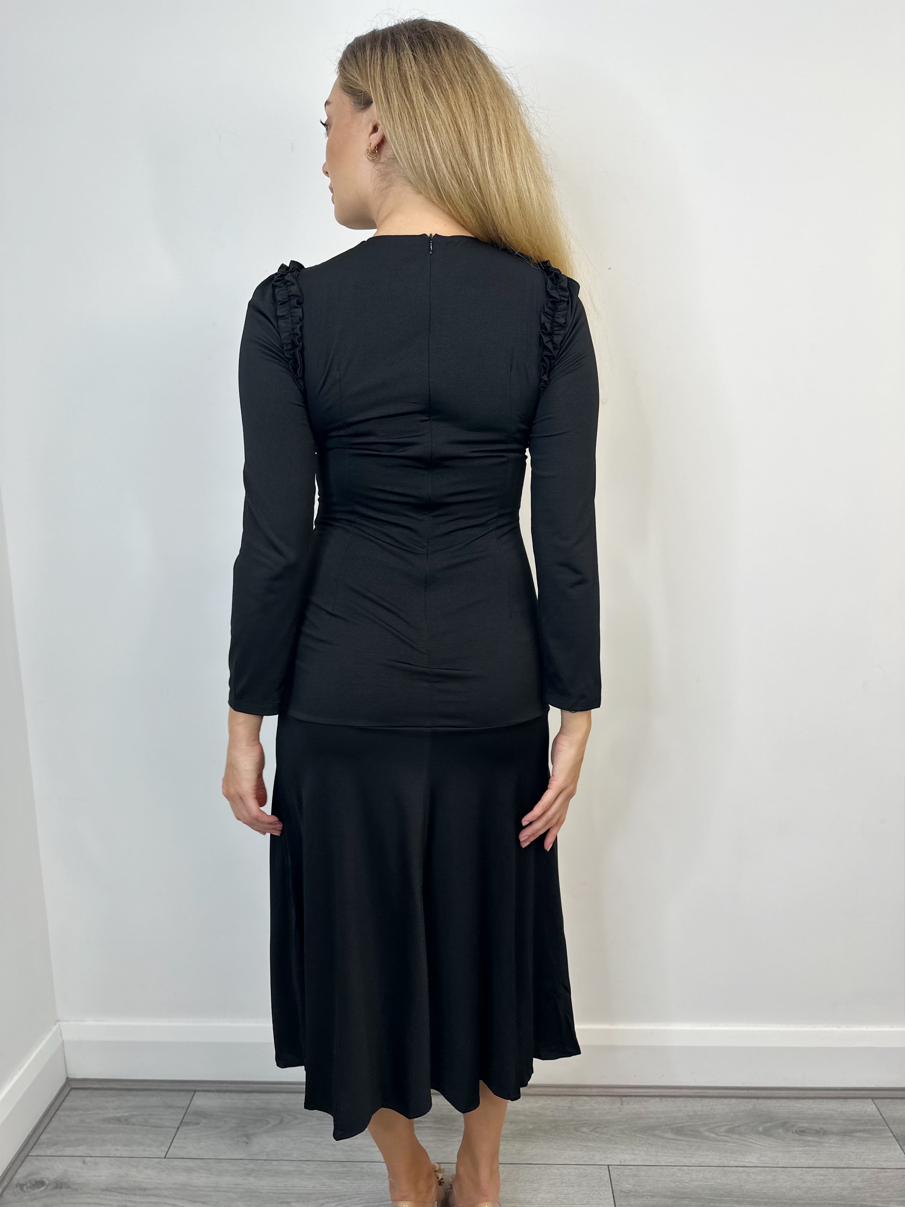 Nora Long Sleeve Dress (Black)