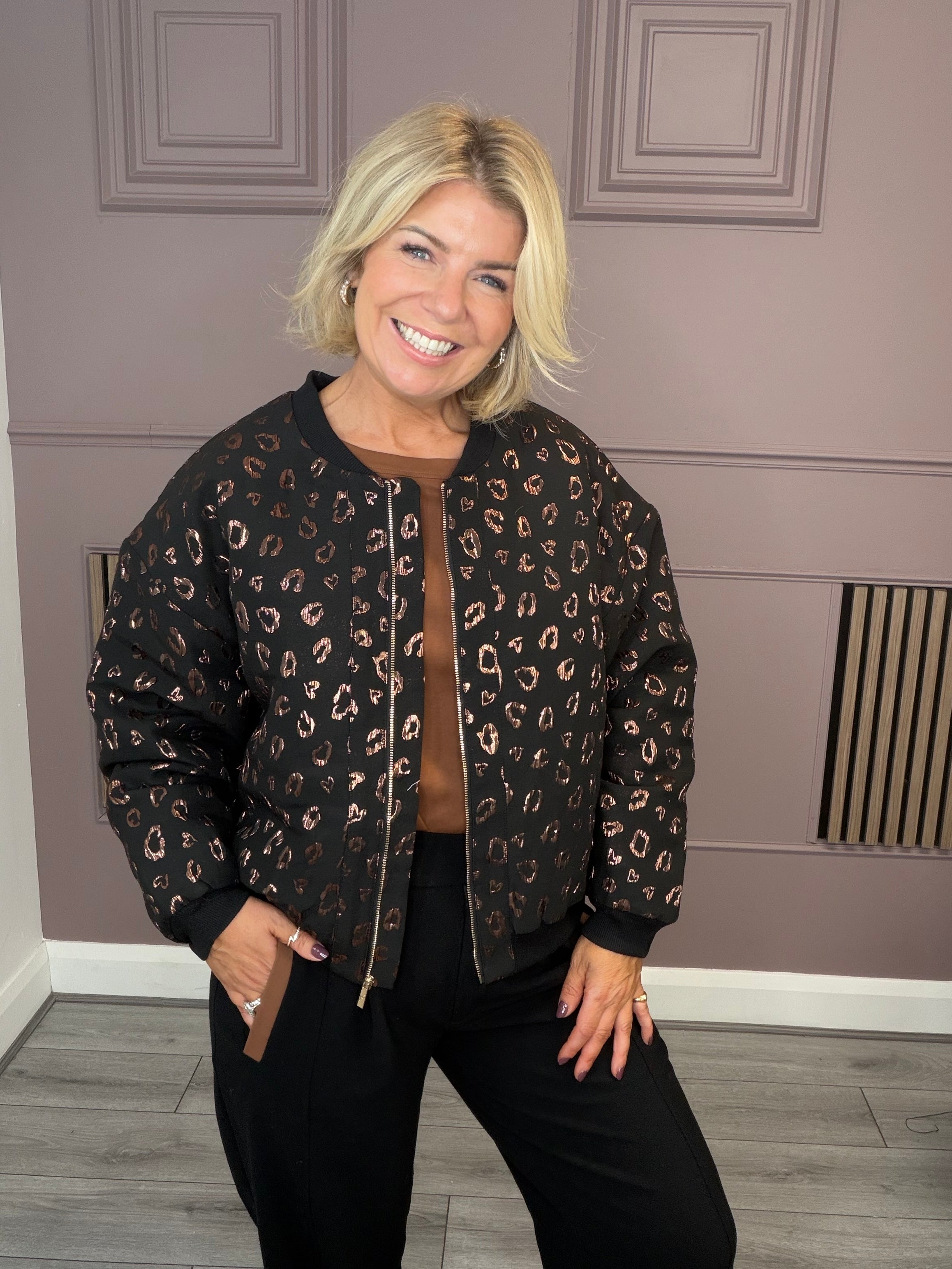 Lyra Quilted Bomber Jacket (Black)