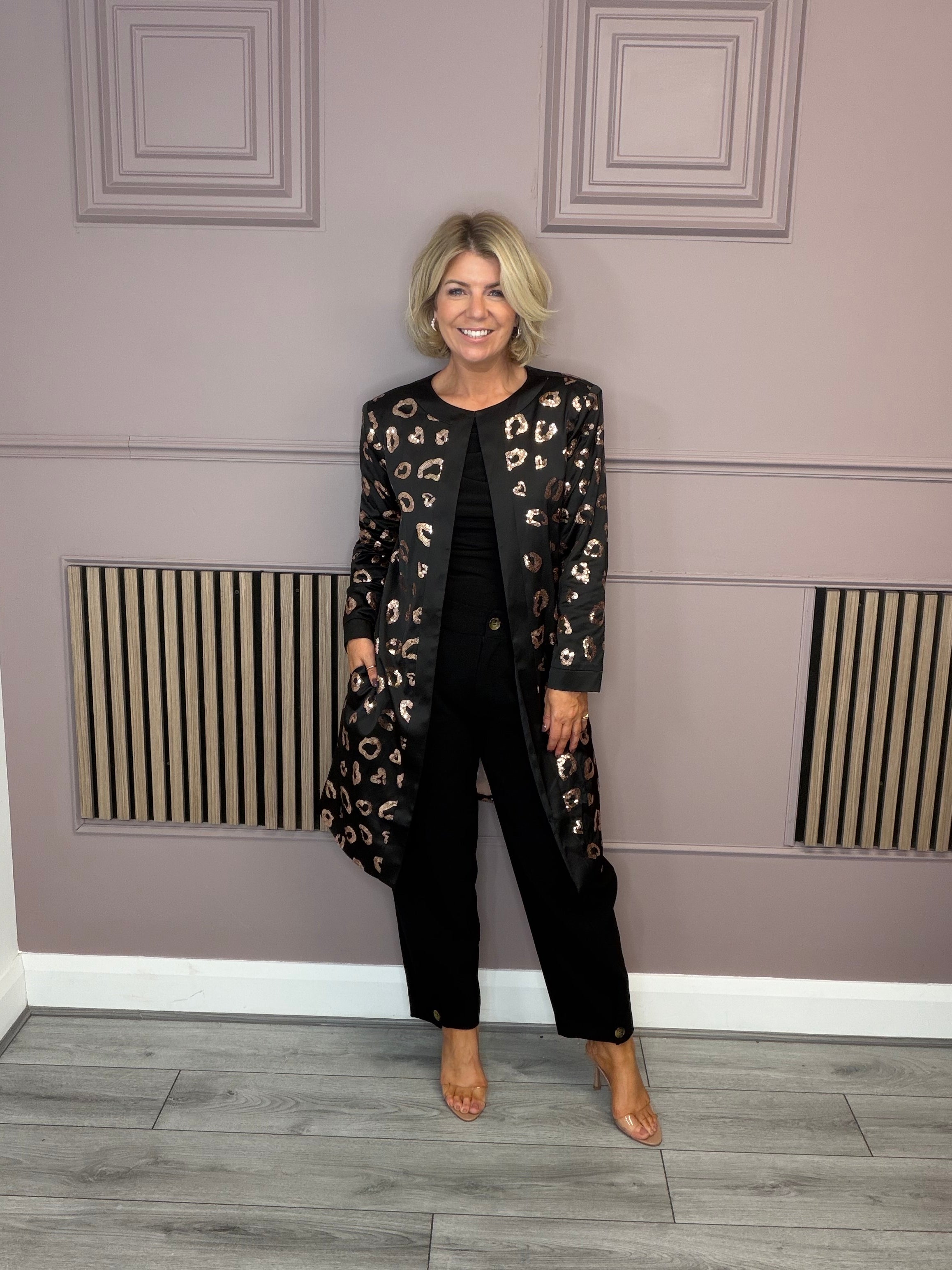 Eclipse Embellished Dress Coat (Black)