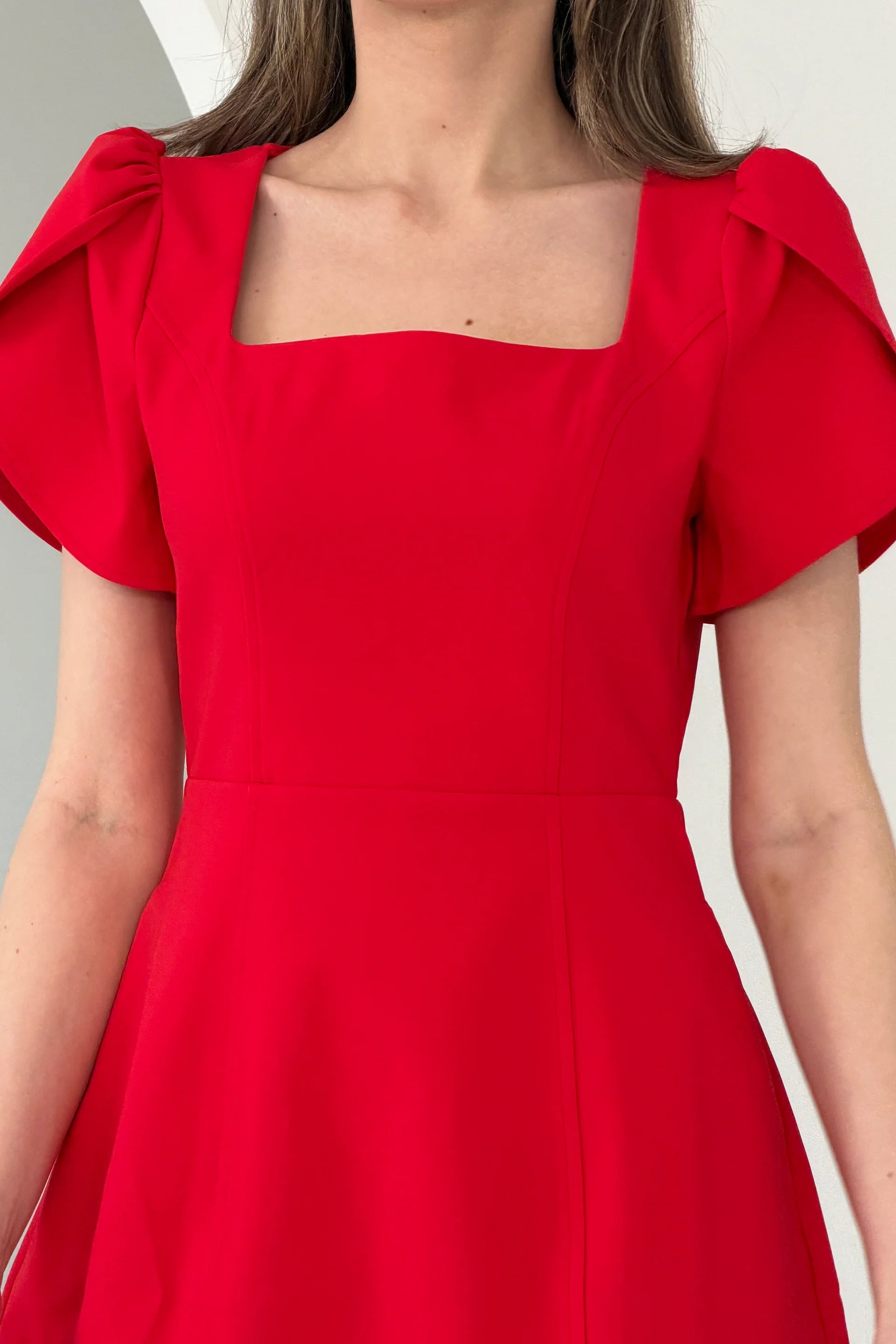 Reeve Square Neck Mini Dress (Red) | Love Cherish
