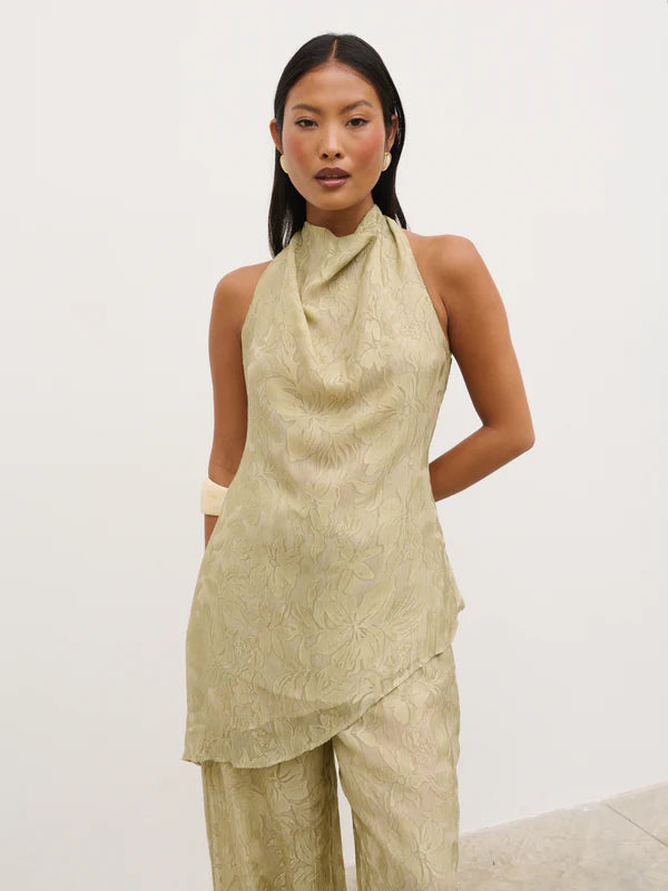 Inca Asymmetric Top (Olive Floral)